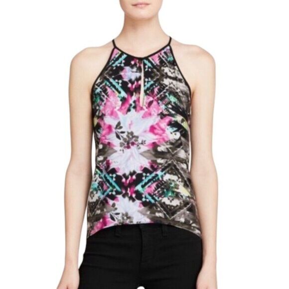 Parker Size M Silk Nassau Combo Abstract‎ Print Tank Top Sleeveless Round Neck - Picture 1 of 13